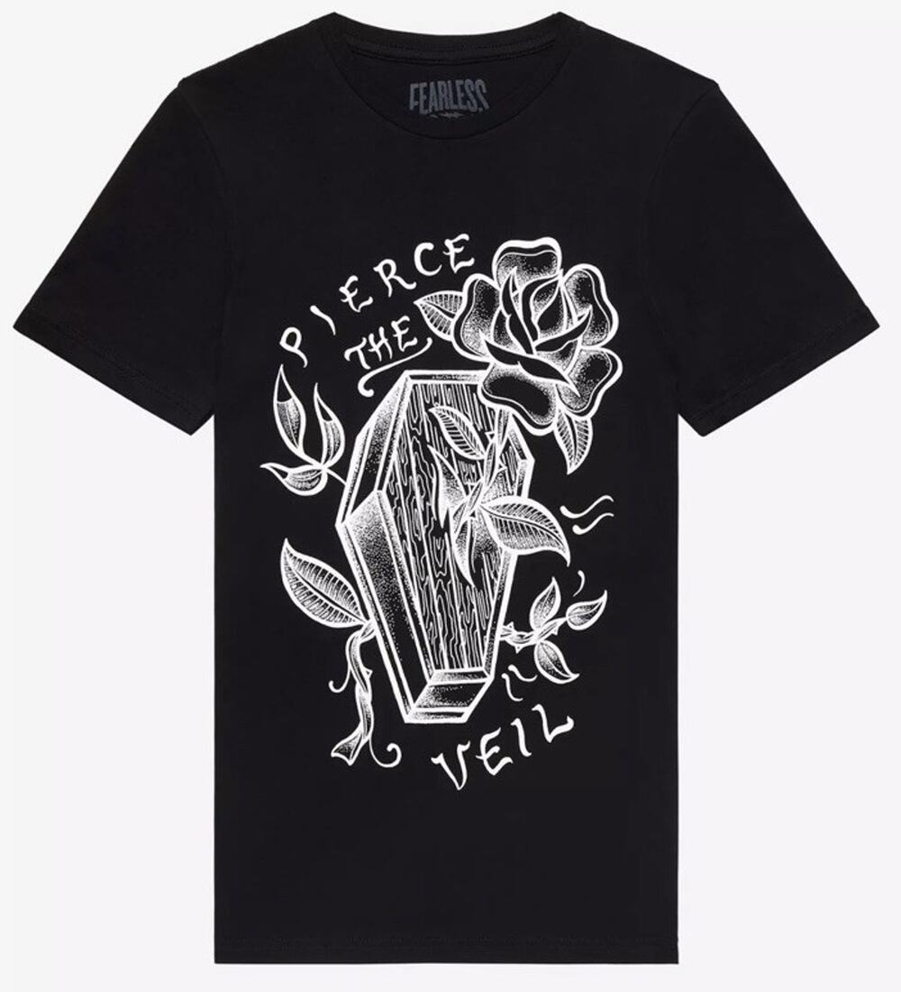 Pierce The Veil T Shirt Coffin Roses Women XL Fearless Records
